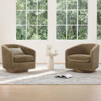 CHITA Swivel Accent Chair, Fully Assembled Fabric Barrel Armchair with FSC Certified Upholstered for Living Room, Bedroom and Office, Cream Gronata