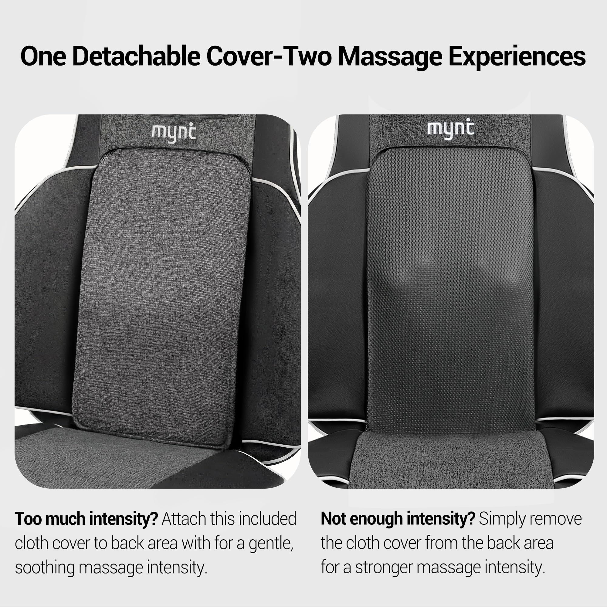 Mynt FSA Eligible HSA Approved Shiatsu Neck and Back Massager for Chair with 10 Deep Kneading Nodes, 2D & 3D Back Massage with Heat, Portable Spot Massage Chair Pad (Black) Gronata