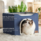 Bedsure Cat Beds for Indoor Cats - Large Cat Cave for Pet Cat House with Fluffy Ball Hanging and Scratch Pad, Foldable Cat Hideaway, 16.5x16.5x13 inches, Grey Gronata