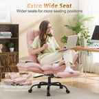 Office Chair,Big and Tall Heavy-Duty Executive Reclining Computer Gaming Chair with Footrest,Flip Armrests,Lumbar Pillow&Thicken Wider Seat for Criss Cross Legged Desk Vanity Chair,Teddy Fabric White Gronata