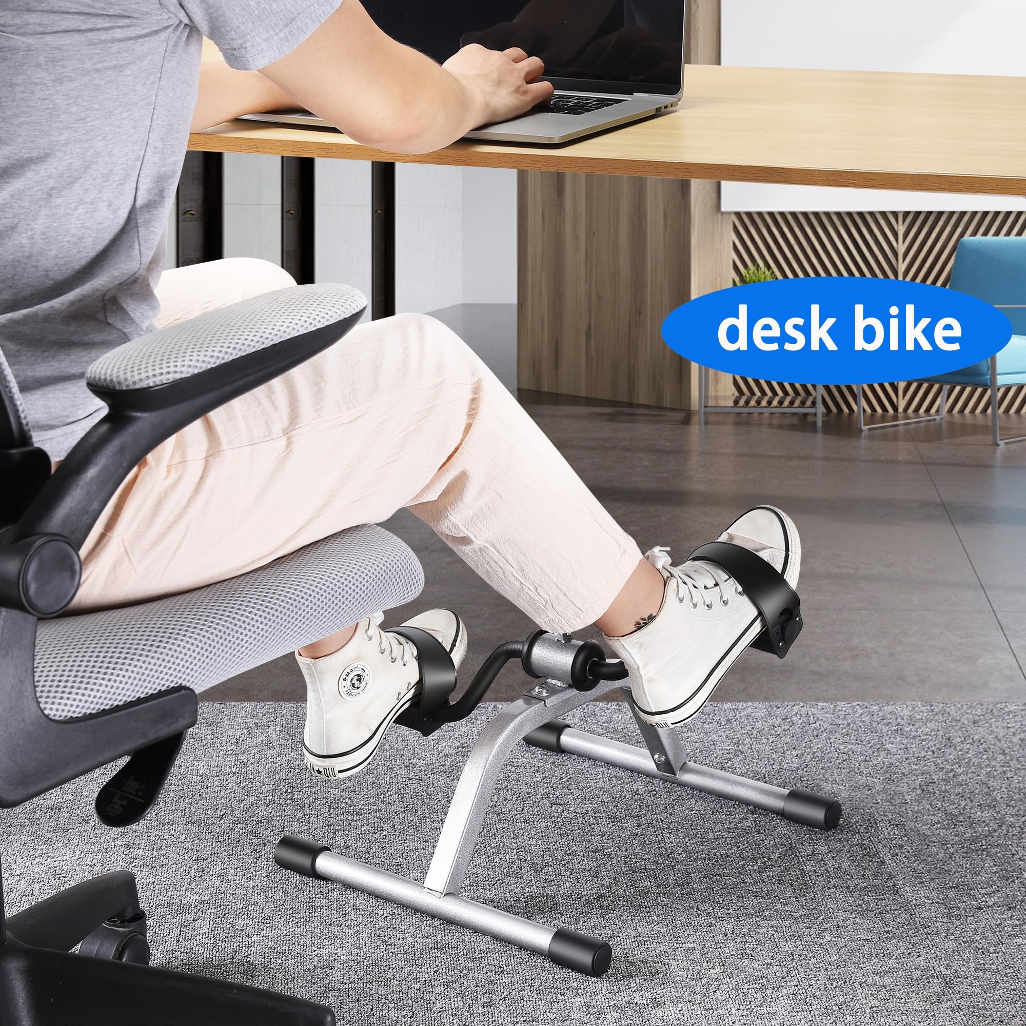 RYGEO Pedal Exerciser Mini Exercise Bike for Leg and Arm Recovery Exercise Lightweight and Portable Floor Bike(Silver) Gronata