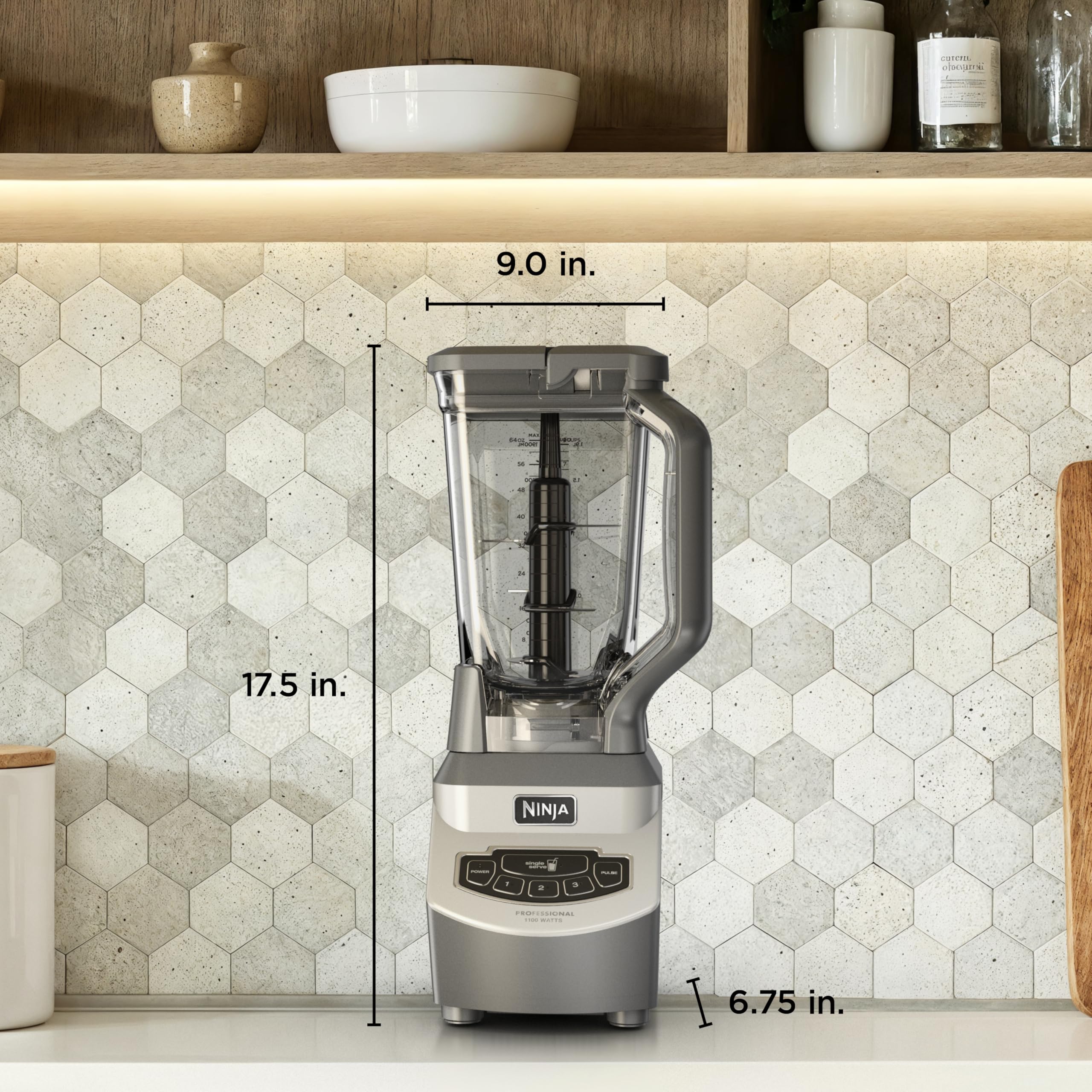 Ninja Professional Blender | Smoothie Blending, Drink Mixer, Grinder, Ice Crusher, Frozen Fruit Blending | 1000W Power, Total Crushing Technology, XL 72-oz. Pitcher | Black & Grey | BL610 Gronata