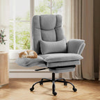 Office Chair,Big and Tall Heavy-Duty Executive Reclining Computer Gaming Chair with Footrest,Flip Armrests,Lumbar Pillow&Thicken Wider Seat for Criss Cross Legged Desk Vanity Chair,Teddy Fabric White Gronata