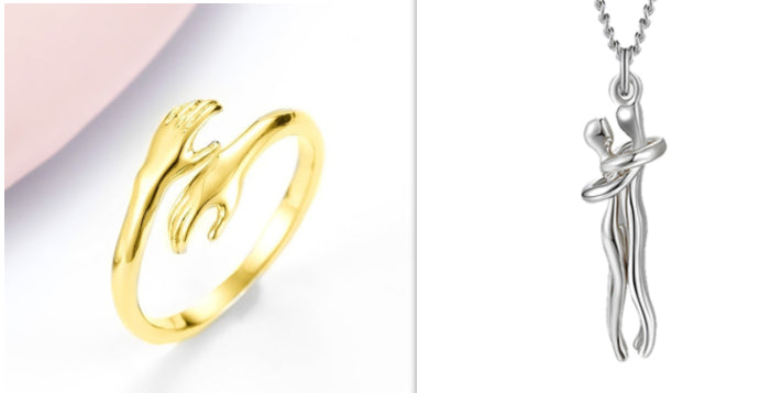 Alloy Simple Hands Hug Ring Opening Adjustable Jewelry Gronata