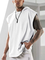 Summer Mens Sleeveless Loose Fitness Hooded Sports Vest Gronata