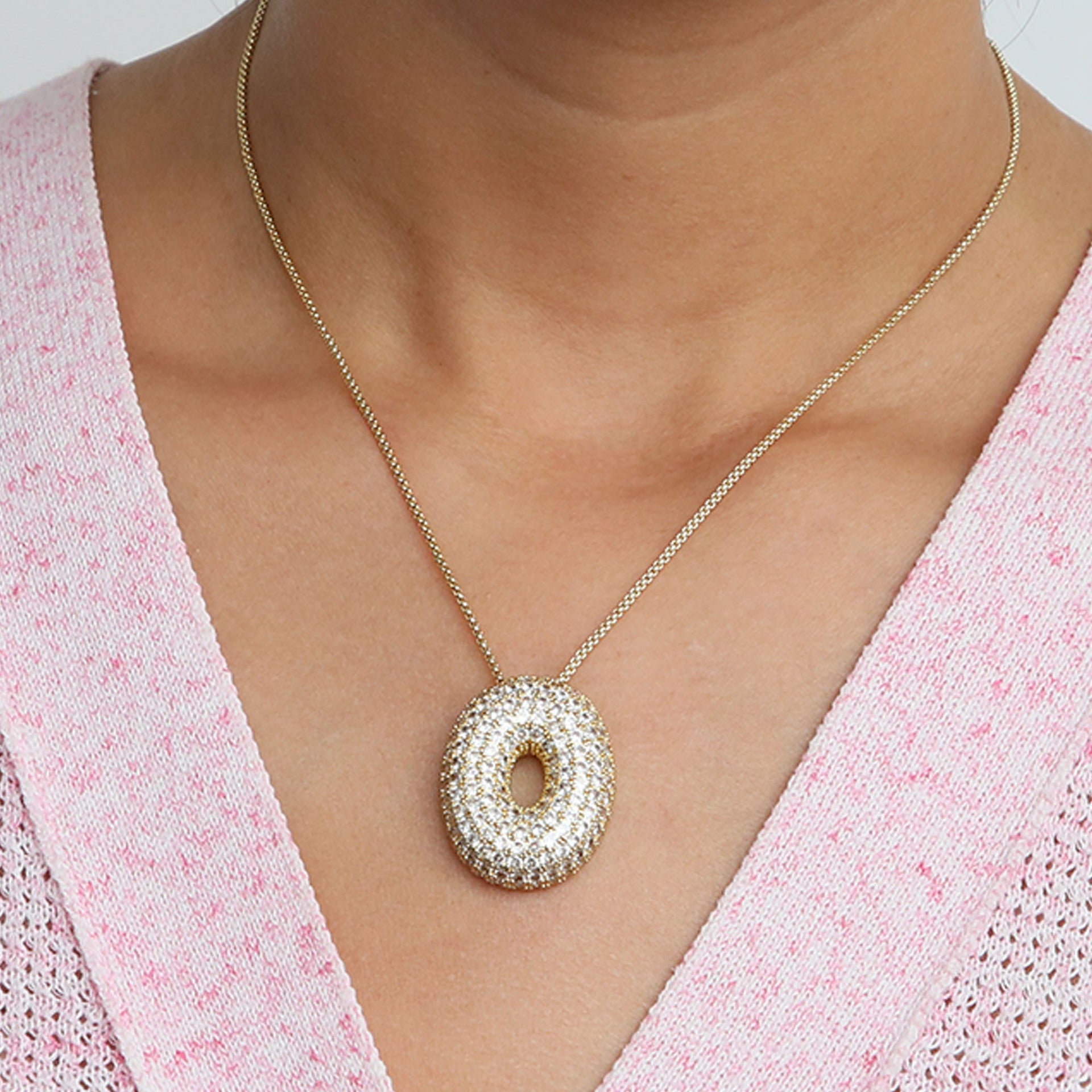 Bubble Initial Diamond Necklace Gronata