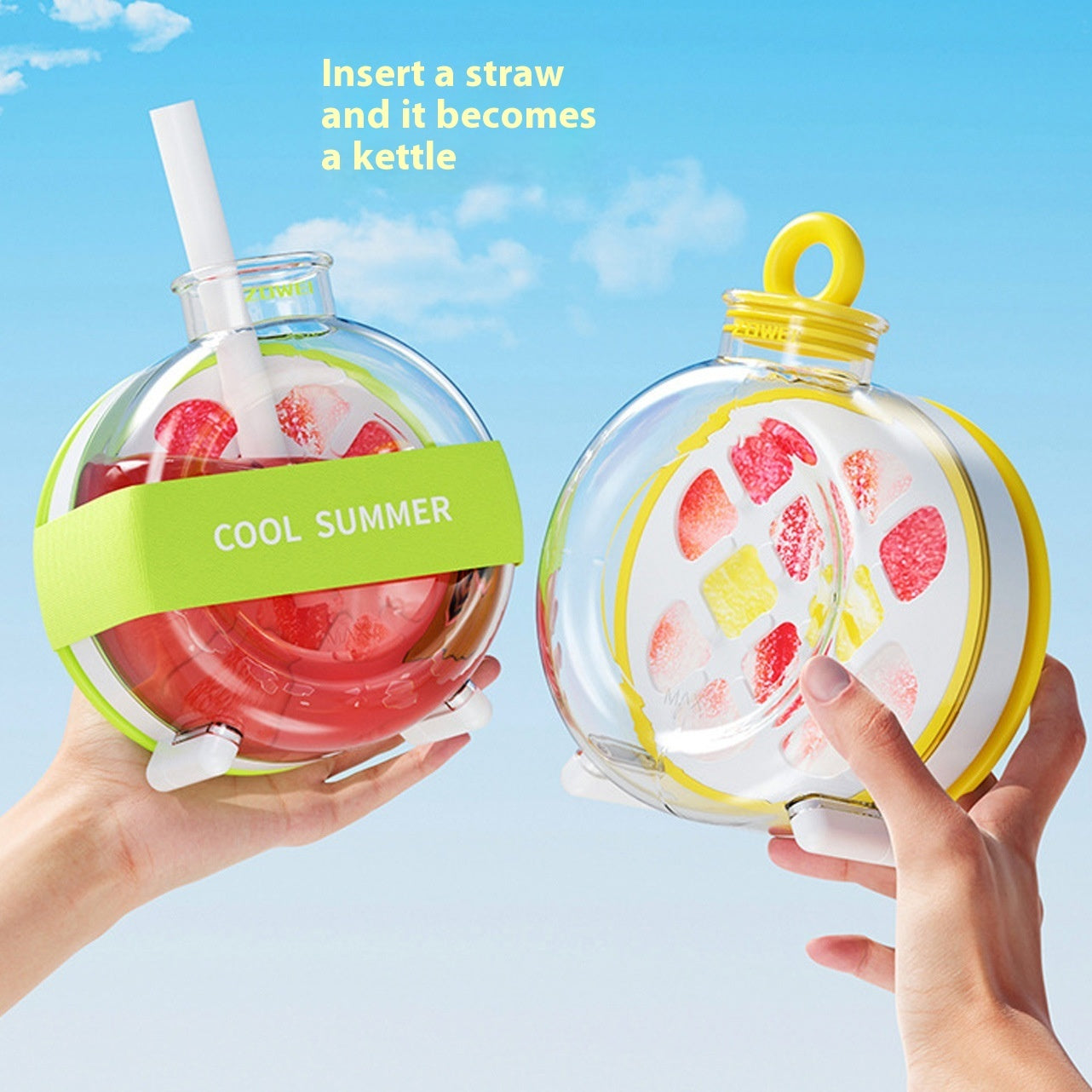 Summer Ice Cube Tray 2 In1 Ice Tray And Water Bottle For Ice Maker Silicone Ice Cube Portable Kettle Reusable Icecup Kitchen Gadgets Gronata
