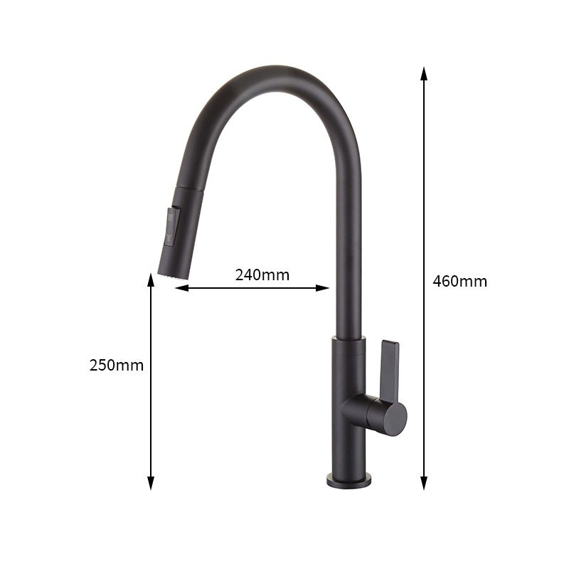 All-copper Hot-and-cold Pull-down Kitchen Faucet For The Sink