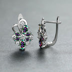 Rose Ring Colorful Flower Drop-shaped Zircon Earrings Gronata