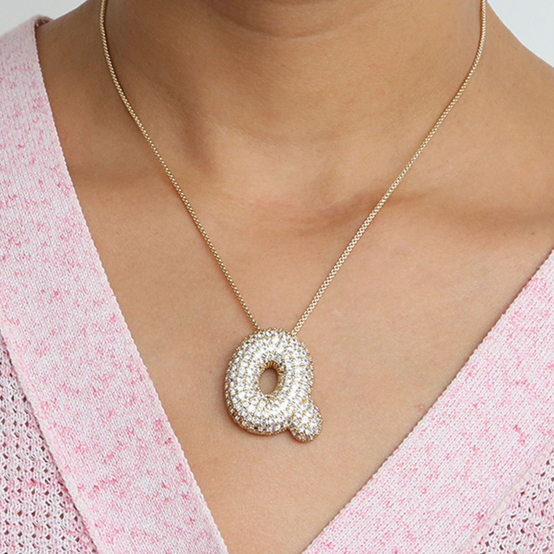 Bubble Initial Diamond Necklace Gronata