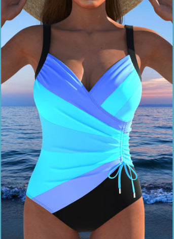 Printed Sexy Backless Drawstring Tankini Beach Swimsuit Gronata