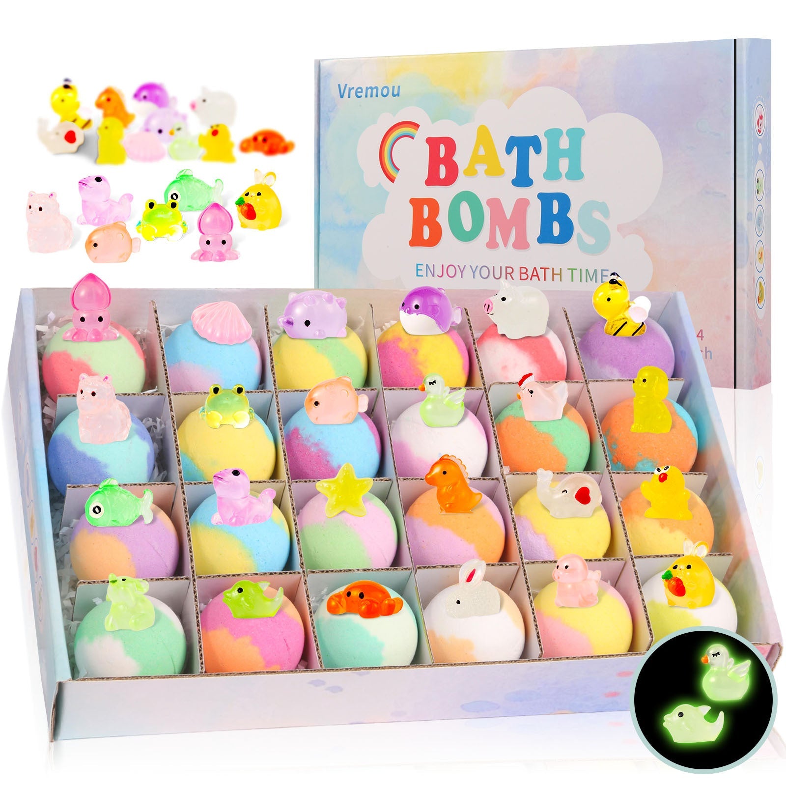 Glow-in-the-Dark Doll-Shaped Bath Bombs - Kids Bath Time Fun Set with Fizzing Bubble Foam Gronata
