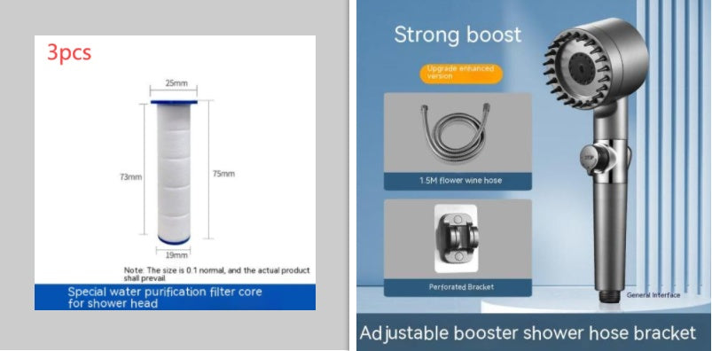 The Third Gear Adjustable Strong Supercharged Shower Head Household Bath Shower Hose Shower Head Gronata