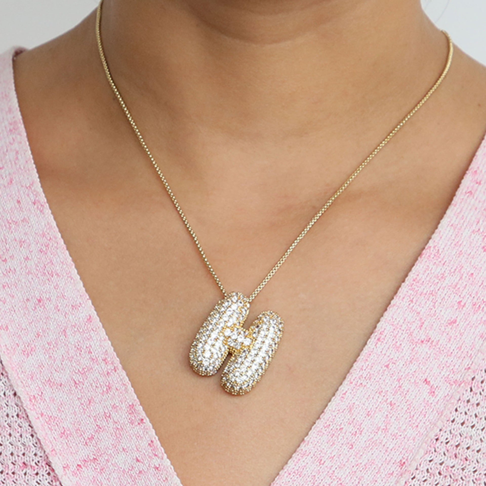 Bubble Initial Diamond Necklace Gronata