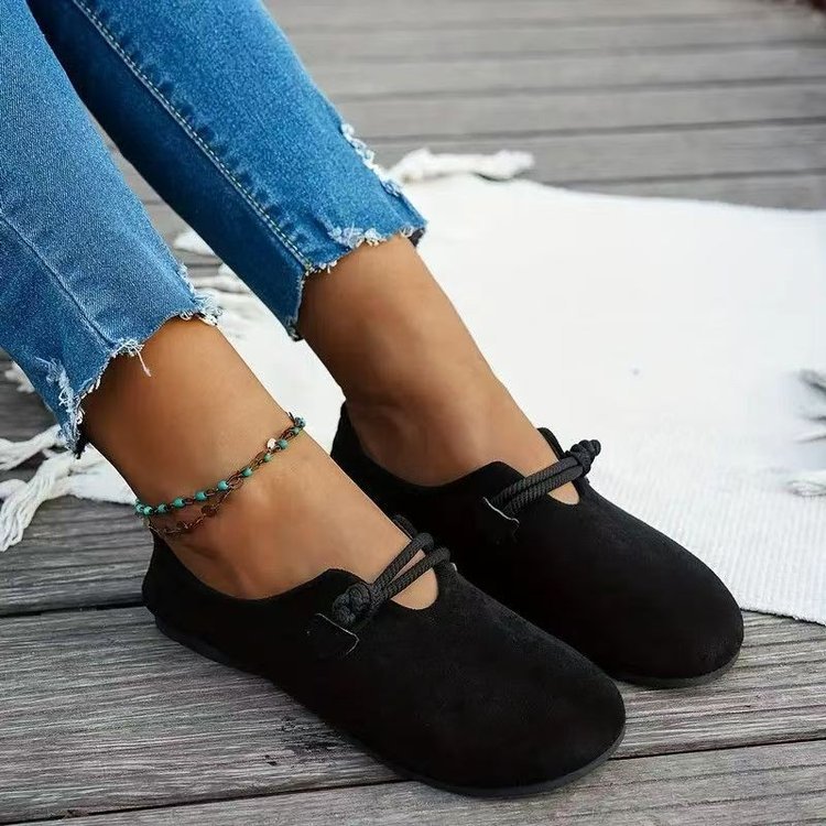 Ultra-soft Sweet Suede Round-toe Flat Lace-up Womens Shoes Gronata