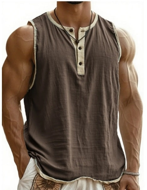 Men's Pure Cotton Sleeveless Fitness Casual Trendy Tank Top Gronata