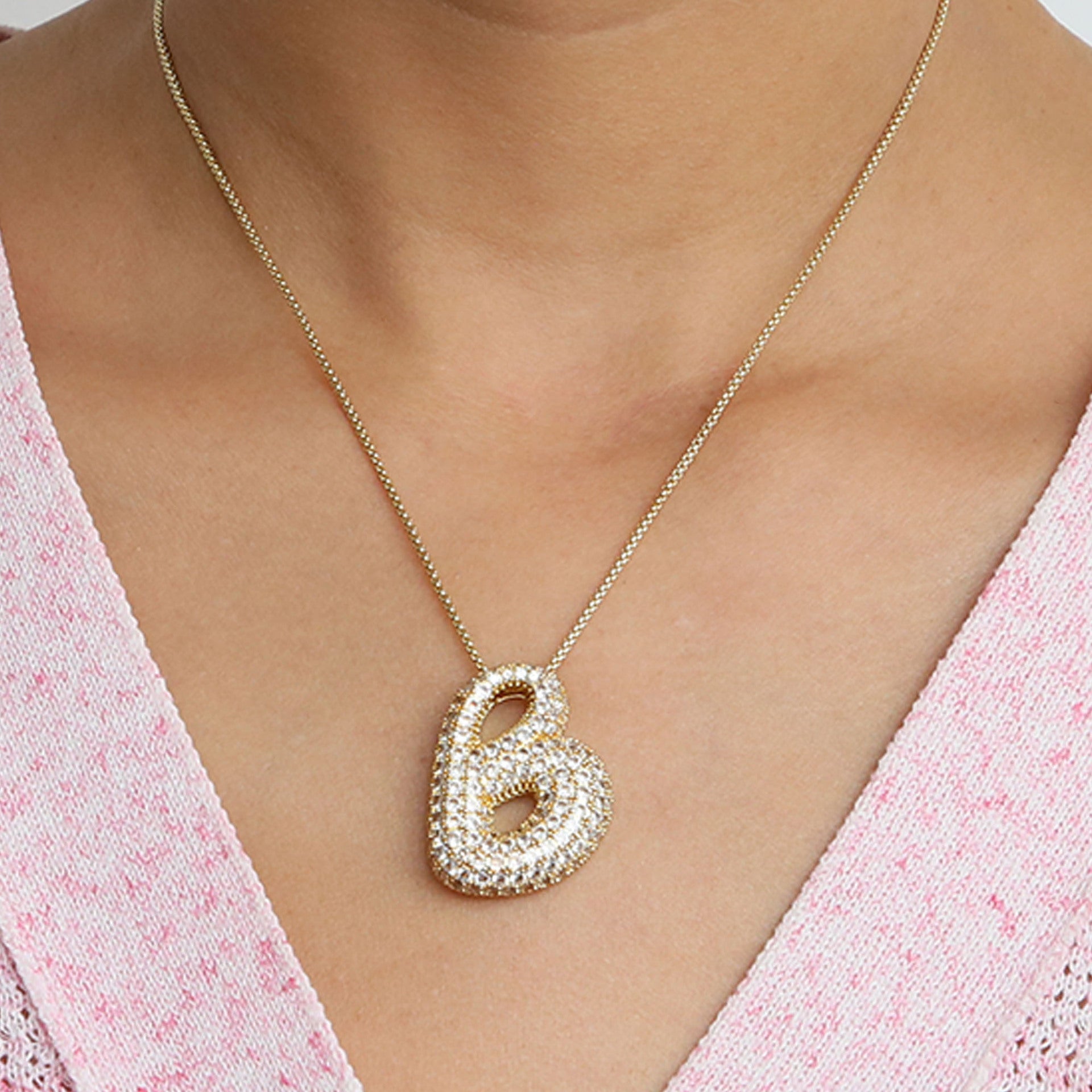 Bubble Initial Diamond Necklace Gronata