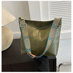 Women's Shoulder Bag With Ethnic Style Wide Shoulder Strap Ins Large Capacity Bucket Crossbody Bags Fashion Handbag Gronata