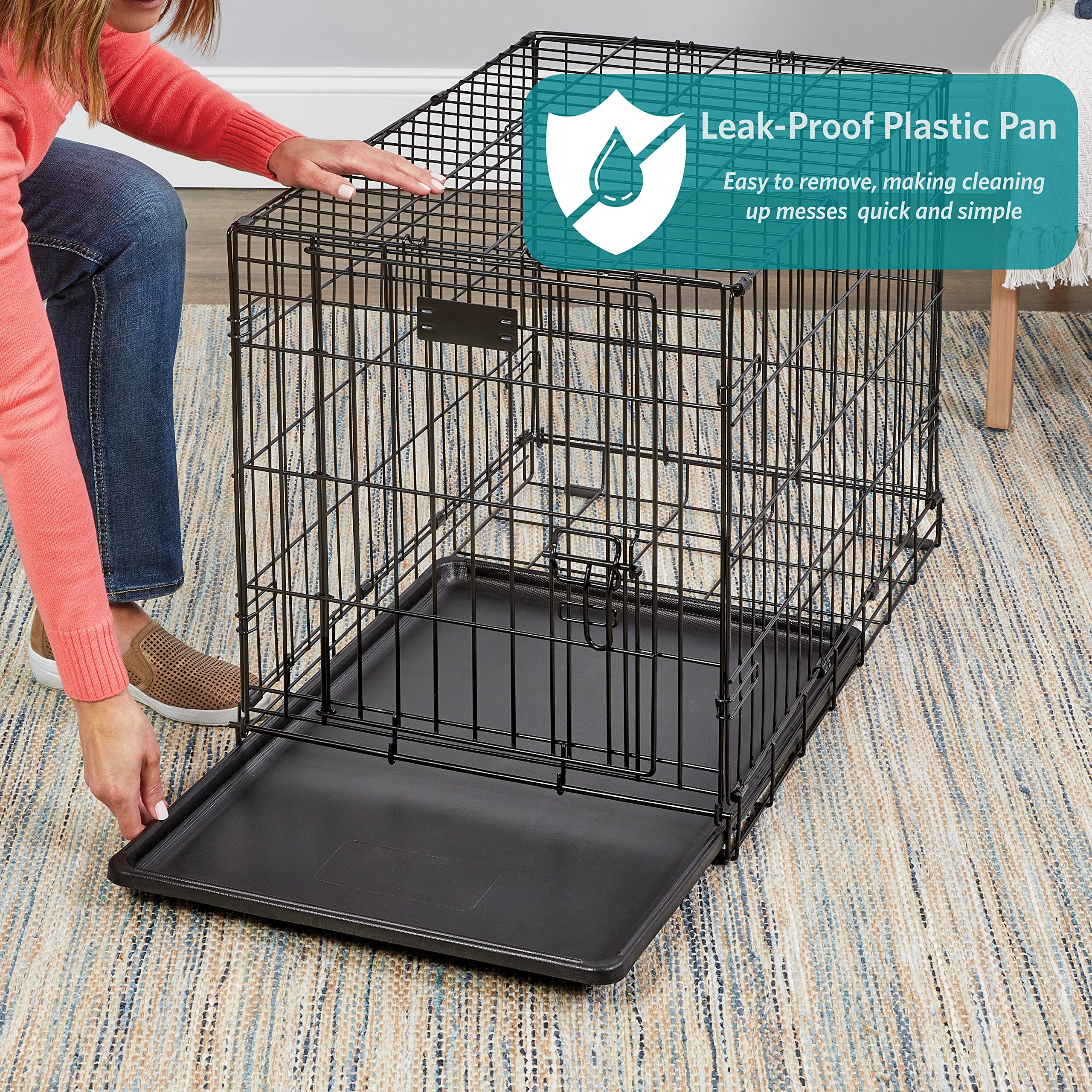 MidWest Homes for Pets 30-Inch iCrate for Medium Breeds, 21-40 lbs, Single Door Folding Dog Crate with Divider Panel, Leak-Proof Tray & Secure Latch, Portable, Durable & Easy to Assemble Gronata