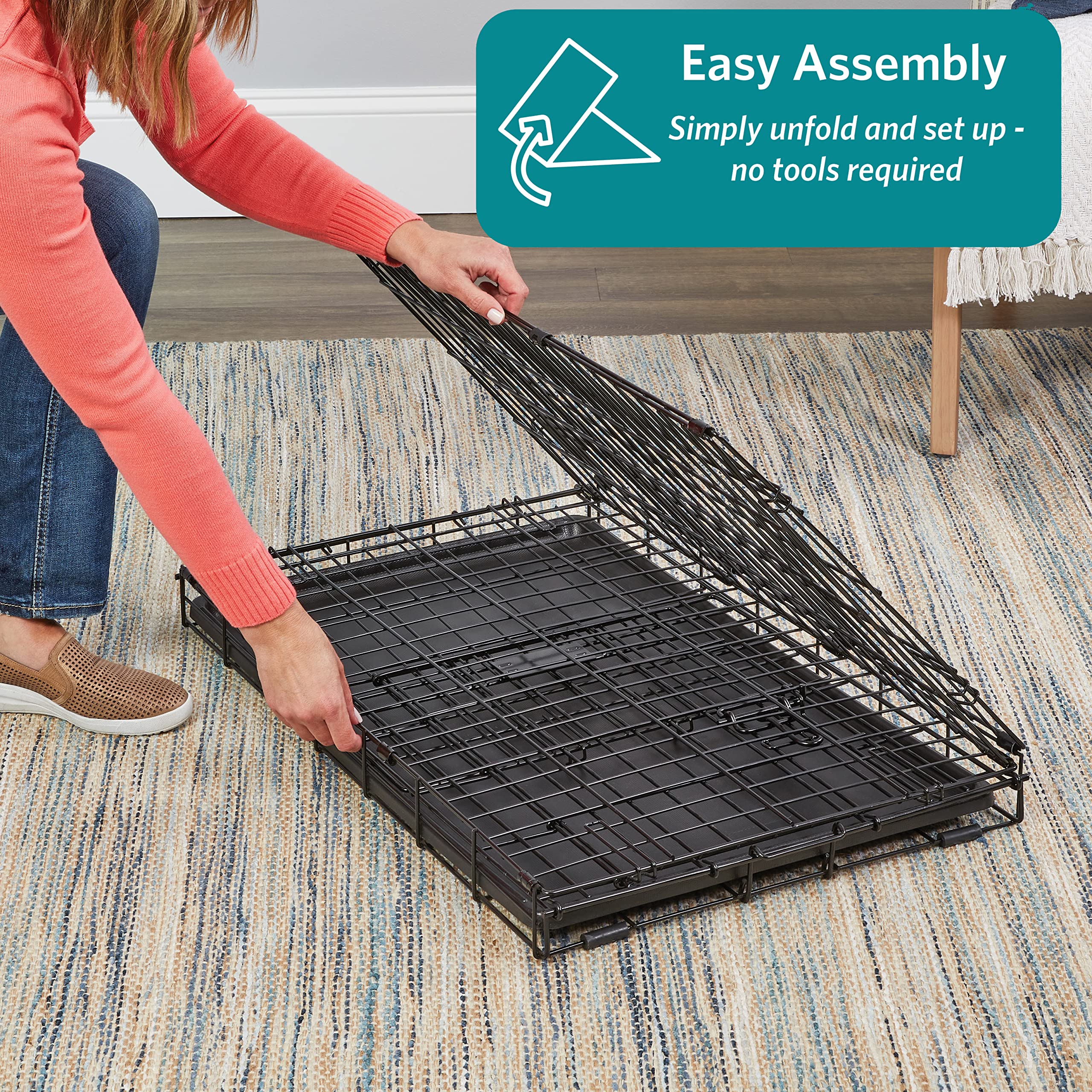 MidWest Homes for Pets 30-Inch iCrate for Medium Breeds, 21-40 lbs, Single Door Folding Dog Crate with Divider Panel, Leak-Proof Tray & Secure Latch, Portable, Durable & Easy to Assemble Gronata