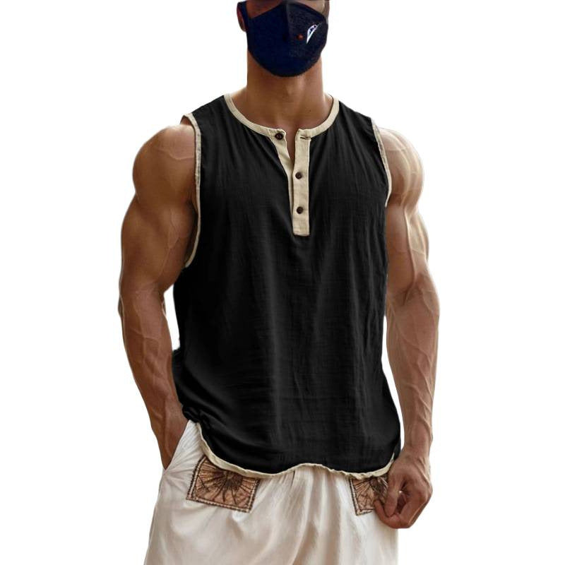 Men's Cotton-Linen Sleeveless Fitness Casual Trendy Tank Top Gronata