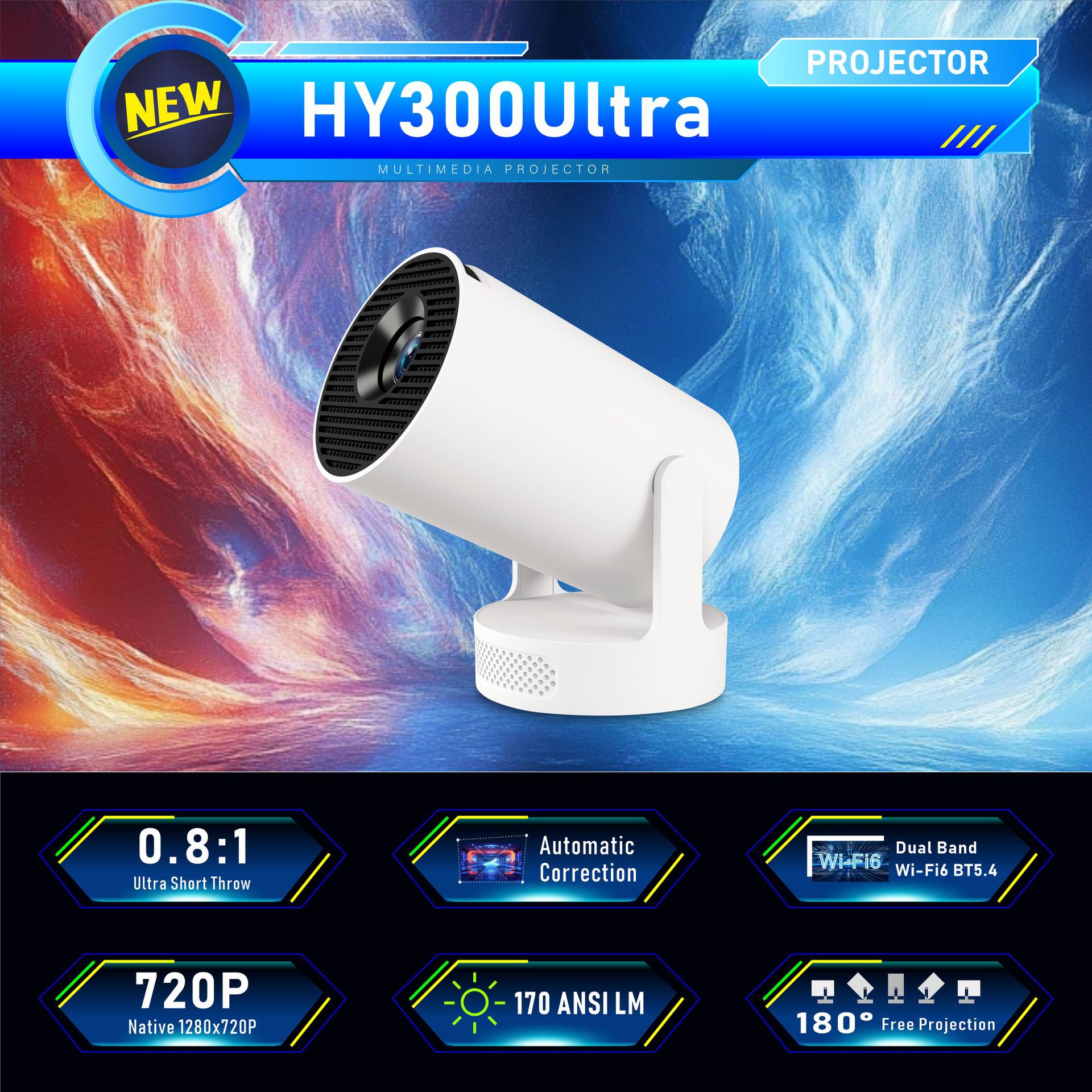 Ultra Short Focus Hy300ultra HD 4K Projector Home Mini Gronata