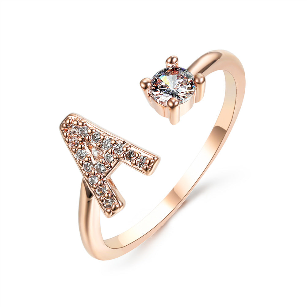 New Design Adjustable 26 Initial Letter Ring Fashion Jewelry For Women Simple Elegant Jewelry Gronata