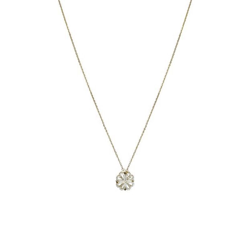 Retro Magnetic Folding Heart Shaped Four Leaf Clover Pendant Necklace Women Love Clavicle Chain Gifts Openable Choker Jewelry Gronata