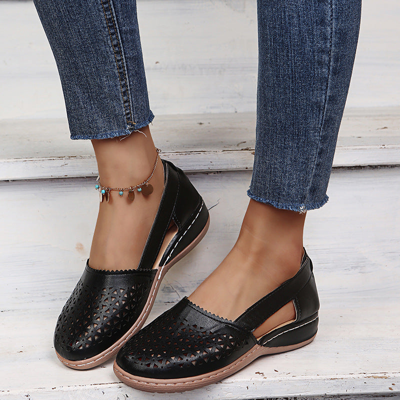 Round Toe Wedge Cross-border Large Size Flat Bottom Women's Sandals Gronata