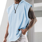 Summer Mens Sleeveless Loose Fitness Hooded Sports Vest Gronata
