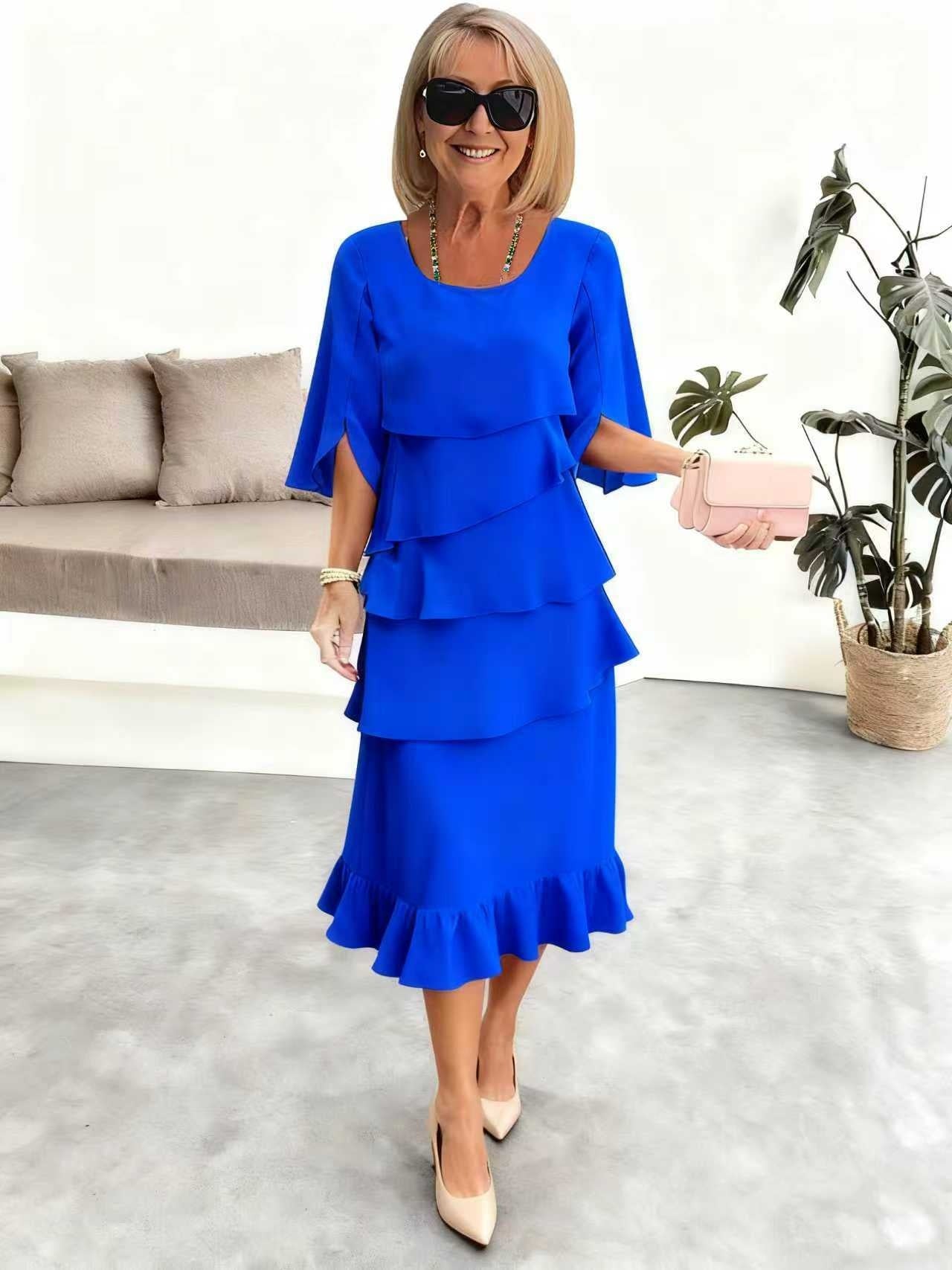 Round Neck Cake Skirt Spliced Dress Women's Clothing Gronata