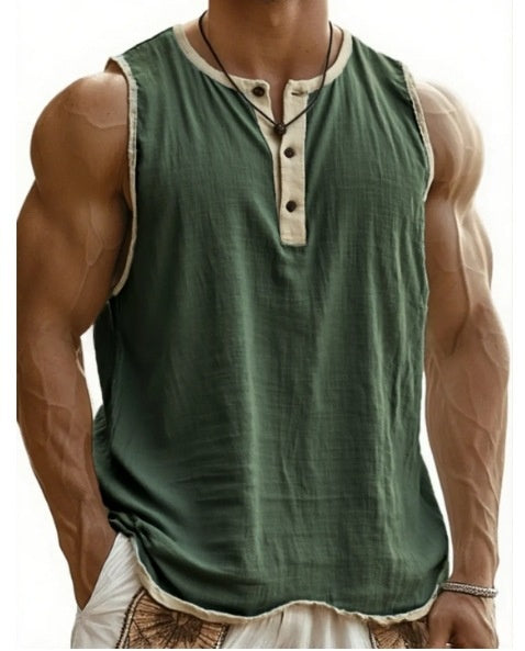 Men's Pure Cotton Sleeveless Fitness Casual Trendy Tank Top Gronata