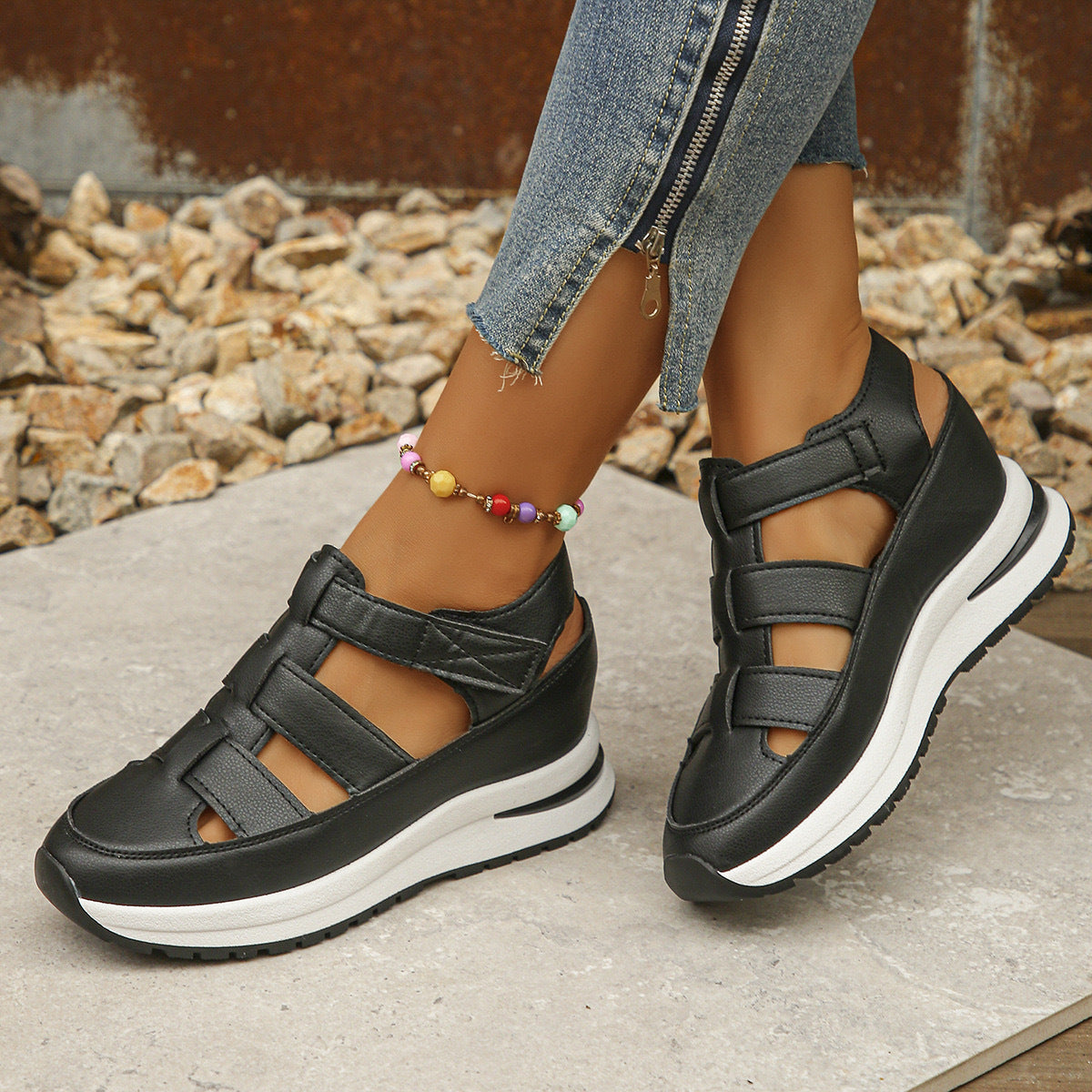Summer Wedge Baotou Hollow Women's Breathable Shoes Gronata