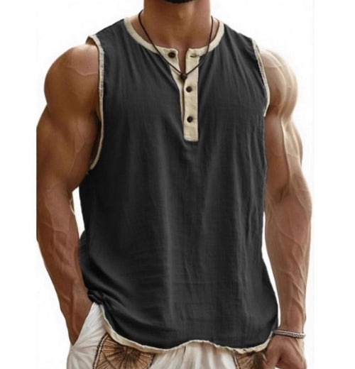 Men's Pure Cotton Sleeveless Fitness Casual Trendy Tank Top Gronata