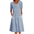 Printed Pocket Button Long Dress Gronata