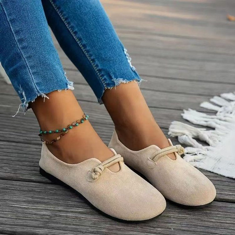 Ultra-soft Sweet Suede Round-toe Flat Lace-up Womens Shoes Gronata