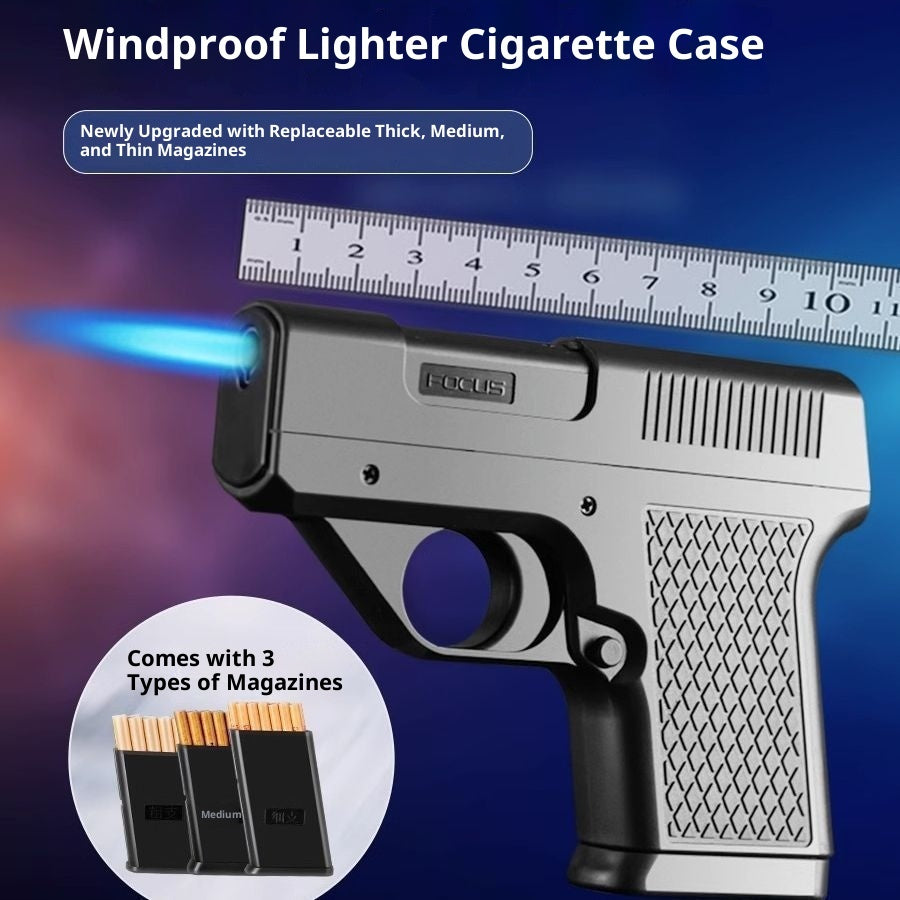 Gun-type Windproof Gas Lighters Cigarette Case Gronata