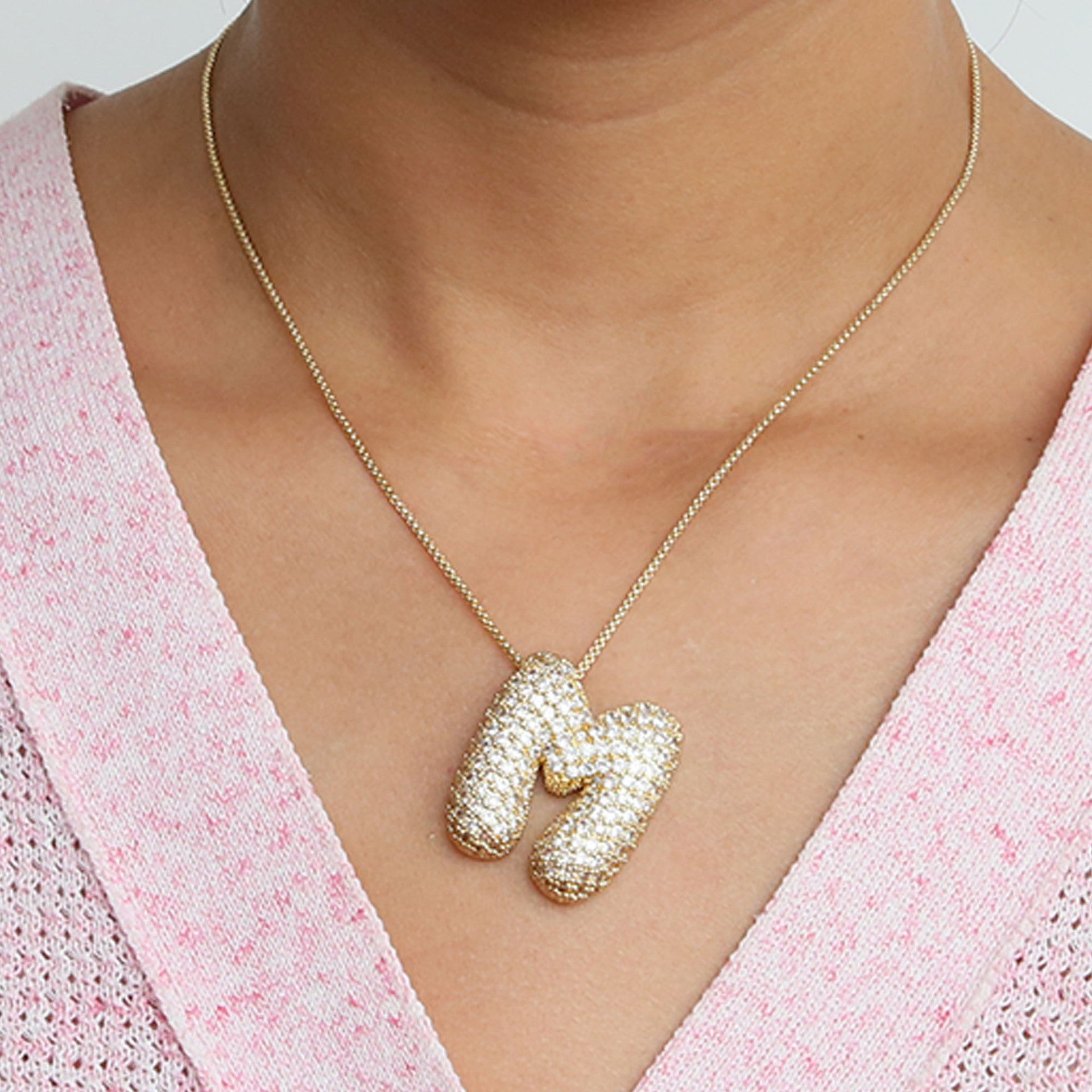 Bubble Initial Diamond Necklace Gronata