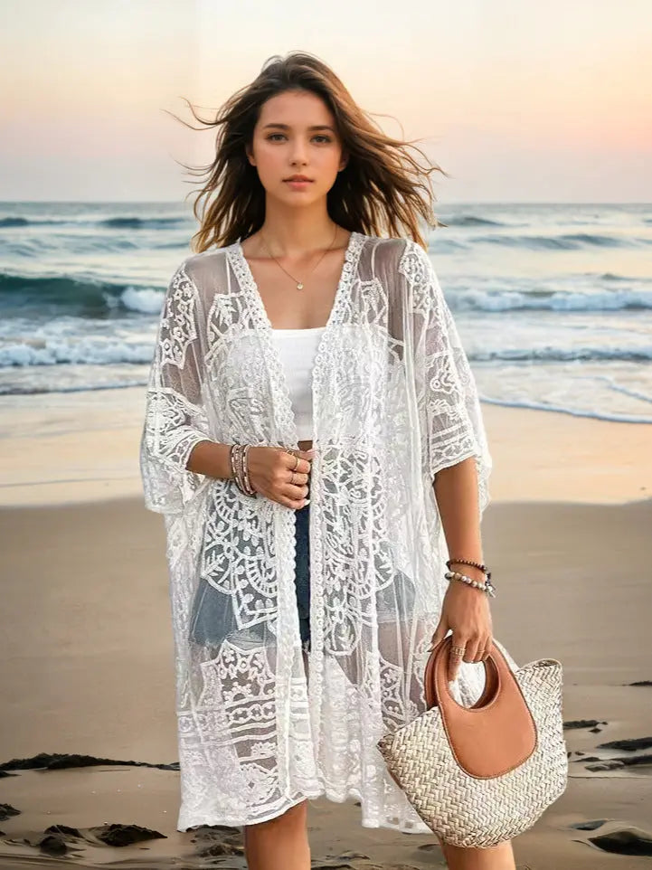 Women's Sexy See-through Water-soluble Lace Embroidered Cardigan Gronata