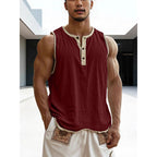 Men's Cotton-Linen Sleeveless Fitness Casual Trendy Tank Top Gronata
