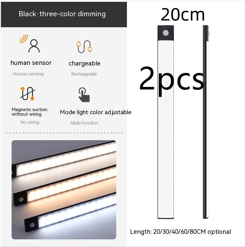 Smart Infrared Sensor Lamp Wireless Magnetic Long Cabinet Light With Rechargeable Hallway Wardrobe Gronata