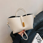 INS Litchi Pattern Shoulder Bag Fashion Zipper Bucket Bag High Capacity Totes Handbag For Women Gronata