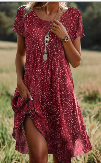 Women's Artistic Ethnic Style Scoop Mid-length Dress Gronata