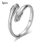 Alloy Simple Hands Hug Ring Opening Adjustable Jewelry Gronata
