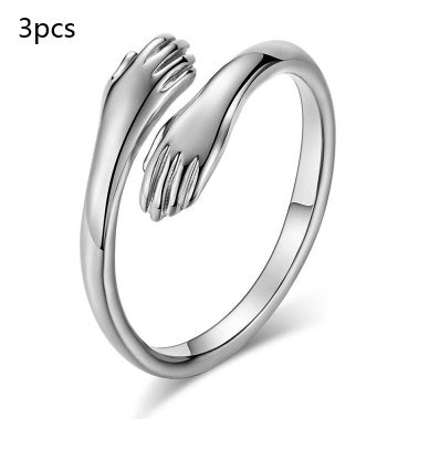 Alloy Simple Hands Hug Ring Opening Adjustable Jewelry Gronata