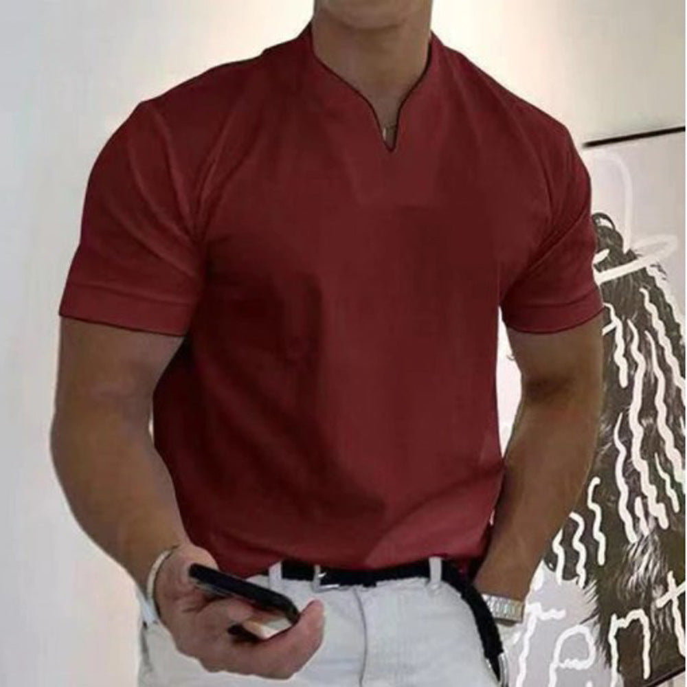 Summer Short Sleeve Shirt Men Fitness Plus Size Sports T-Shirt Elastic Cotton Pocket Gronata