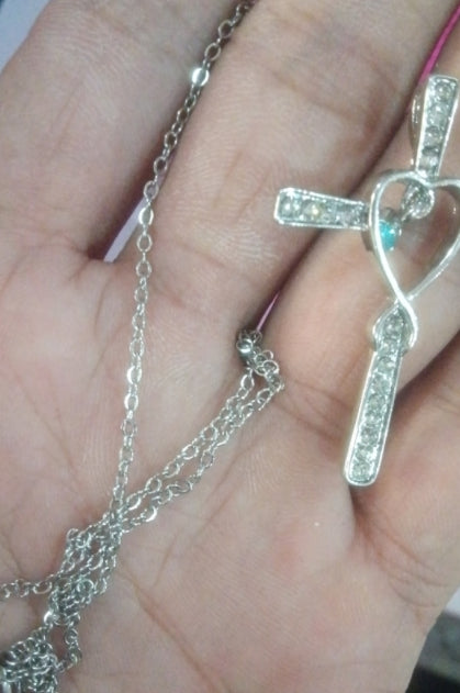 Infinity Love God We Trust Christian Cross Birthstone Crystal Pendant Necklace Colour Gems Zircon Heart Necklace Women Jewelry Gronata