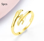 Alloy Simple Hands Hug Ring Opening Adjustable Jewelry Gronata
