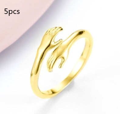 Alloy Simple Hands Hug Ring Opening Adjustable Jewelry Gronata