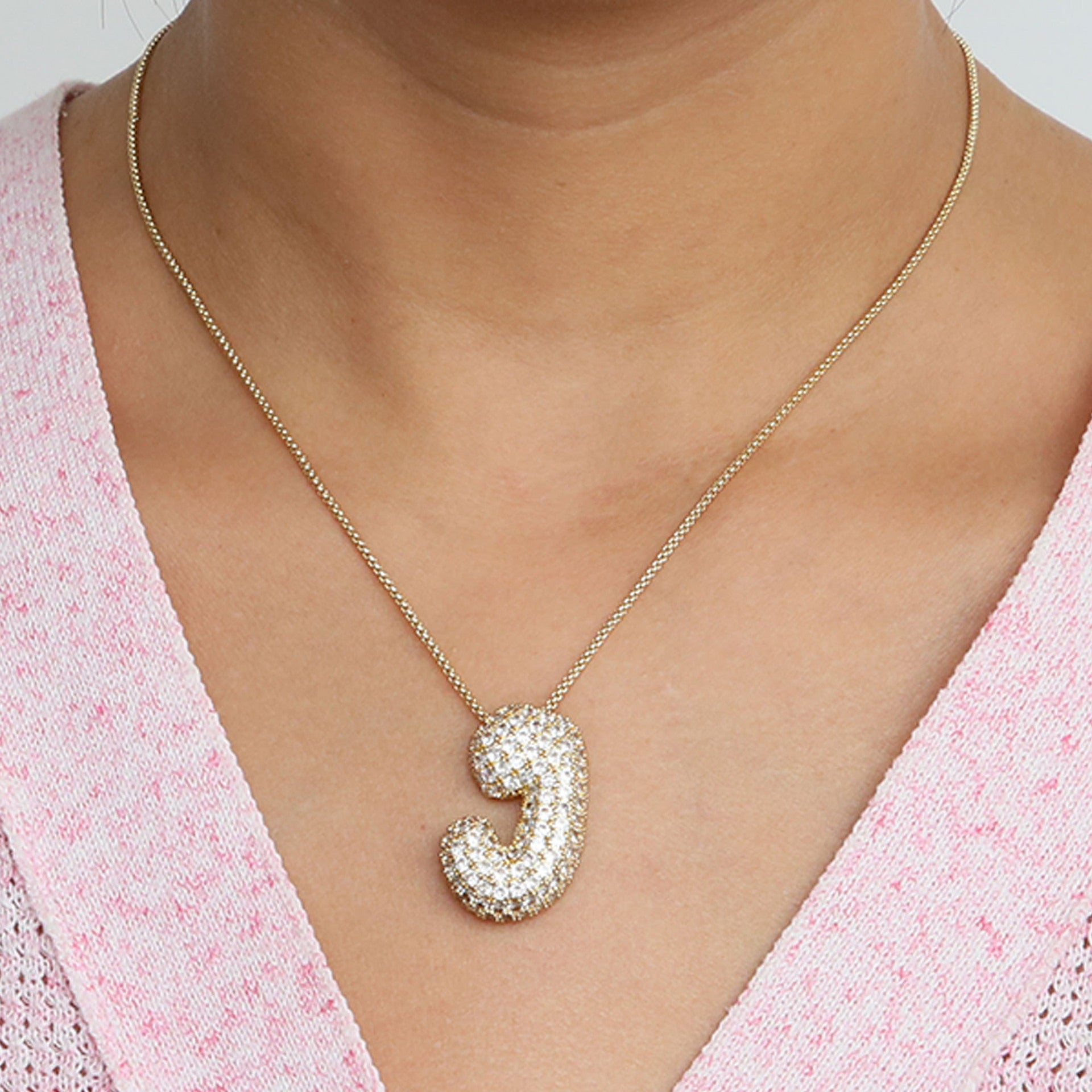Bubble Initial Diamond Necklace Gronata